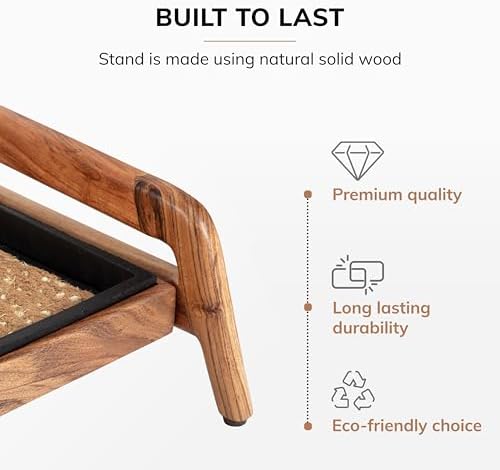 Anji Mountain Heavy Duty Waterproof Wooden Shoe Storage Mat Organizer/Boot Storage Tray Multi Use for Entryway with Coir, Tan and Khaki Insert, 1 Tier, Fits 2 Pair (26.5" Wide) - Image 4