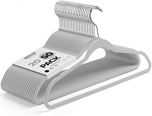 DEILSY™ Non-Velvet Thin Hangers Space Saving Gray Hangers 50 Pack by Deilsy