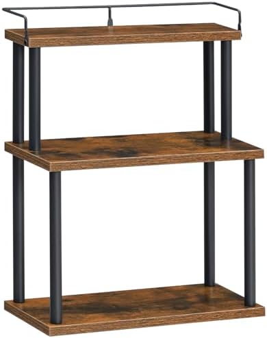 HOOBRO Kitchen Countertop Organizer, Moveable Corner Shelf, Desktop Storage Organizer for Countertop, Office Desk, Living Room, Rustic Brown and Black BF02TL01 by HOOBRO
