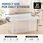Superio 21 Quart Clear Plastic Storage Boxes with Lids, Stackable Organizer Containers, BPA-Free Storage Bins for Home, Office, School & Dorm, 1 Pack - Image 2