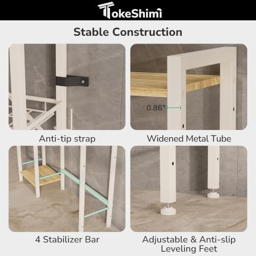 TokeShimi 6-Tier Over the Toilet Storage Rack, Adjustable Wooden Dividers - Image 7