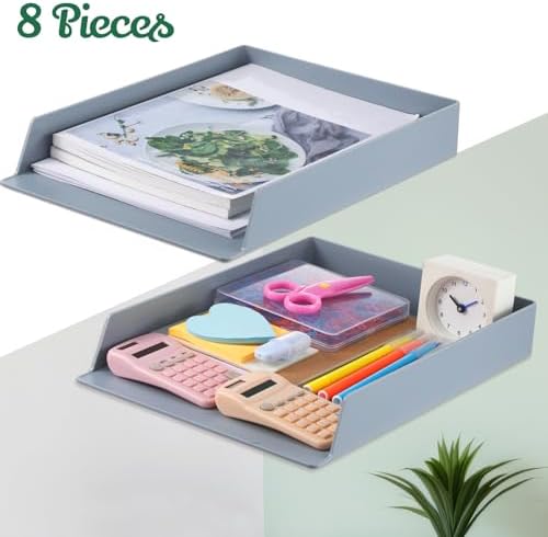Wenqik Gray Letter Trays Stackable, 8 Pcs Plastic Desk Organizer - Image 2