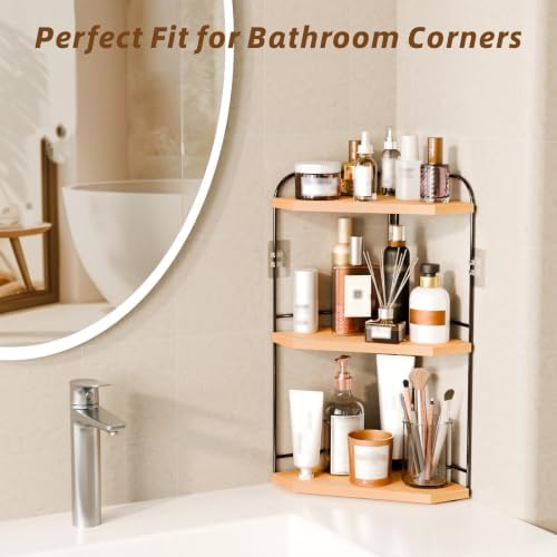 2 Pack Corner Bathroom Counter Organizer, 3-Tier Wood Countertop Organizer - Image 5