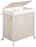 WOWLIVE Rolling Laundry Basket Wheels, Handwoven Laundry Hamper with Lid by WOWLIVE