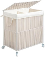WOWLIVE Rolling Laundry Basket Wheels, Handwoven Laundry Hamper with Lid by WOWLIVE