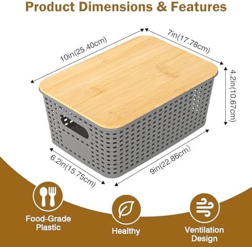 Stackable Storage Baskets: 8 Pack Plastic Baskets Bins, Gray - Image 2