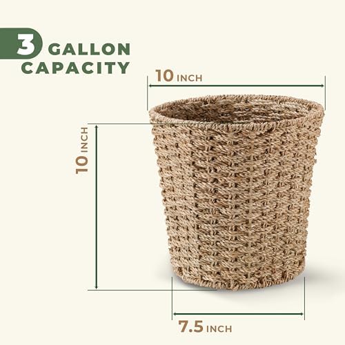 84ECO 2-Pack 3 Gallon Wicker Trash Cans for Bathroom, Bedroom, Office - Decorative Waste Basket (Natural Paper, 3 Gallons) - Image 7