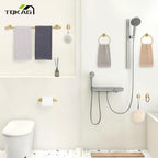 TQKAG 8-Pieces Bathroom Hardware Set, Brushed Gold Towel Bar Set 23.6 Inch - Image 7