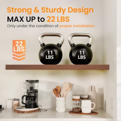 BAYKA Walnut-Like Floating Shelves 22.5in, 3Pack, Wall Mounted Wall Decor - Image 5