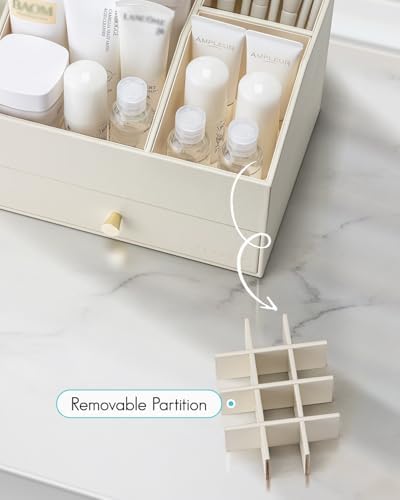 VLANDO 2-Layer Makeup Organizer with Drawers for Vanity,Beige - Image 4