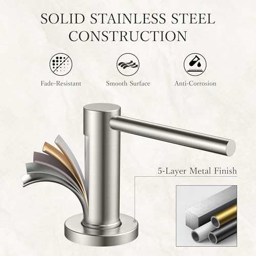 FORIOUS Soap Dispenser for Kitchen Sink, Brushed Nickel Stainless Steel - Image 7