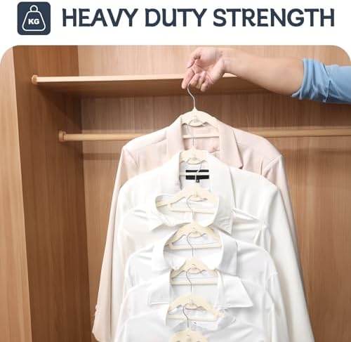Velvet Stackable Hangers 50 Pack Space Saving Cascading Hook Ivory - Image 4
