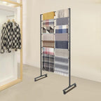 7-Tier Metal Scarf Display Stand with 360°Swivel Wheels, Freestanding Scarf Holder Organizer Rack, Floor Standing Belt Shawl Hijab Towel Display Rack for Boutique, Retail Store, Home (Black) - Image 3