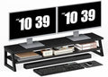 HOOBRO 2-Tier Dual Monitor Stand Riser, 39 Inch Large Computer Monitor Stand for 2 Monitors, Computer Monitor Riser, Desk Shelf Organizer for Office Desk, Accessories, Black BB122CJ01 by HOOBRO