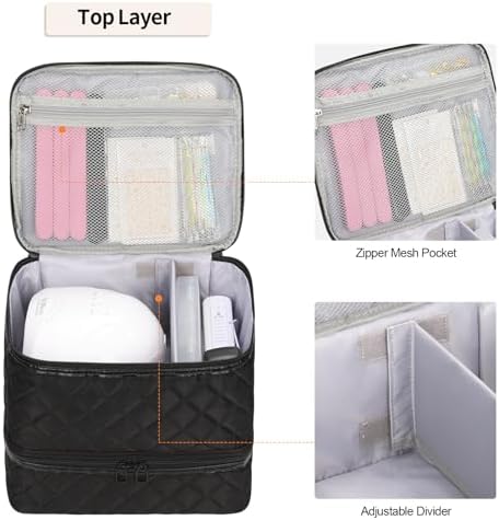 Nail Polish Organizer Bag Holds 30+ Bottles (15ml/0.5 fl.oz) &UV Nail Lamp - Image 2