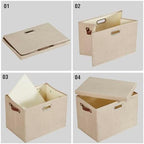 17" Large Fabric Storage Box with Lids, 3-Pack, Khaki - Image 5