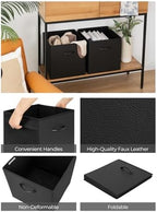 StorageWorks 13in Black Storage Cubes, Leather Cube Organizer Bins, 4-Pack - Image 3