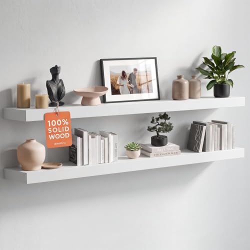 Homeforia 48 Inch Floating Shelves, High-End Solid Pine Wood, Set of 2 by Homeforia