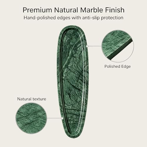 Natural Marble Vanity Tray, 16.6"x4.6", Green - Image 4