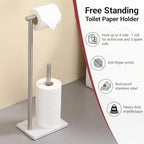 Hoooh Free Standing Toilet Paper Stand with Marble Base, Brushed Nickel - Image 4
