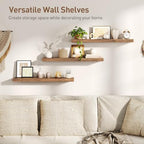 RALGEND Floating Shelves for Wall, 1.5" Thick Wall Shelf Set of 3 with Invisible Brackets, L31.5 x W7.9 Hanging Shelves Farmhouse Home Decor for Bathroom, Living Room, Bedroom, Rustic Brown 8301BJP3BF - Image 4