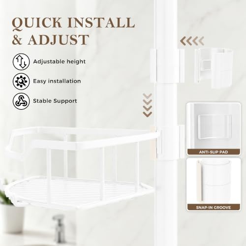 Corner Shower Caddy Tension Pole, Bathroom Organizer for Renters - Image 3