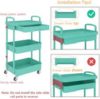 Calmootey 3-Tier Utility Cart with Drawer & Wheels, Storage for Home,Office - Image 6