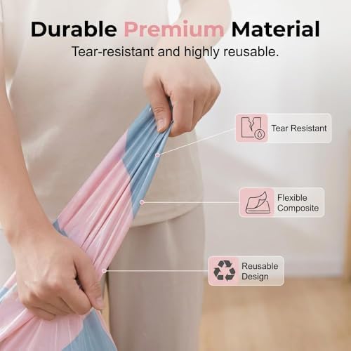 No Pump Vacuum Storage Bags, No Pump Large Vacuum Storage Compression Bags, Thick Airtight Reusable Organizer for Clothes Comforters Travel Moving Closet Storage，3：19.6 * 27.5in - Image 5