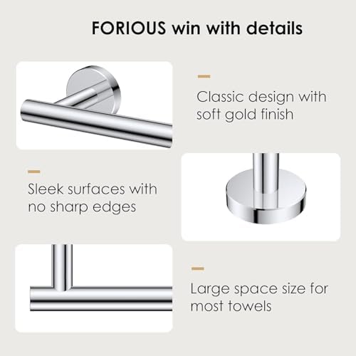 FORIOUS Towel Bar Towel Racks for Bathroom Wall Mounted 30" Chrome - Image 6