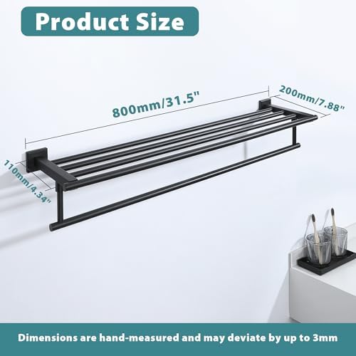 Alise 32 Inch Towel Racks for Bathroom Wall Mounted,Matte Black - Image 2