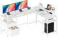 DUMOS 62” L Shaped Desk with Drawers and Power Outlet, White by DumosLifestyle