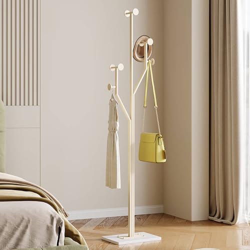 JIAYUEJU Freestanding Coat Rack Marble Base Coat tree Heavy Duty(White) | Tree-shaped Easy Assembly Space Saver Metal Frame 8 Hooks for Entryway Bedroom Living Room Office Corner - Image 6