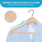 JS HANGER Wooden Coat Hangers, 16 Pack High Grade Wood Suit Hangers with Non Slip Pant Bar - Extra Smooth and Splinter Free, Unvarnished - Image 3
