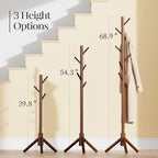 Pipishell Solid Wooden Coat Rack Freestanding with 8 Hooks, Brown - Image 3