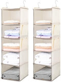 BOOMIBOO Hanging Closet Organize and Shelves,5-Hanging Shelf （2 Pack,Beige） by BOOMIBOO