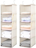 BOOMIBOO Hanging Closet Organize and Shelves,5-Hanging Shelf （2 Pack,Beige） by BOOMIBOO