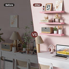BAYKA Pink Floating Shelves 15.7in, Set of 3, Wall Mounted for Wall Decor - Image 5