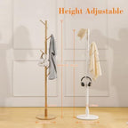 VECELO Coat Rack Freestanding, Entryway Hanger Stand, Umbrella Holder, Hall Tree With Hooks, Floor Standing Tree Stand,Light Wood - Image 4