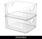 iDesign Stackable Open-Front Storage Bins with Handles, Set of 4, Clear - Image 5