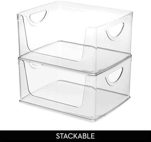 iDesign Stackable Open-Front Storage Bins with Handles, Set of 4, Clear - Image 5