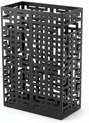 BEWBBAT Umbrella Stand Rack for Entryway, Hollow Metal Holder, FreeStanding Storage Bin for Long Umbrellas, Holds 6-7, Black by BEWBBAT
