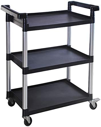 MaxWorks 80774 3-Shelf Utility Plastic Cart with Wheels-225 Lbs Maximum Capacity , Black by MaxWorks