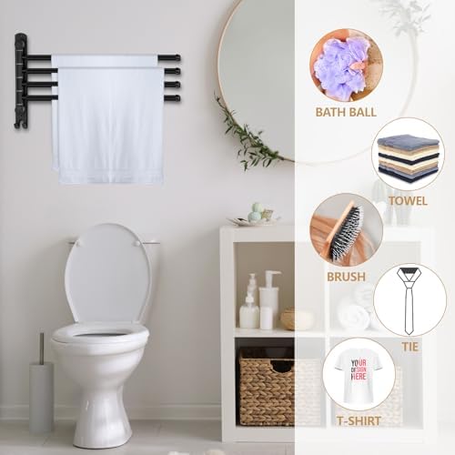 Teenyyou 20.4" Swivel Towel Rack 4 Arms 304 Stainless Steel Black - Image 4