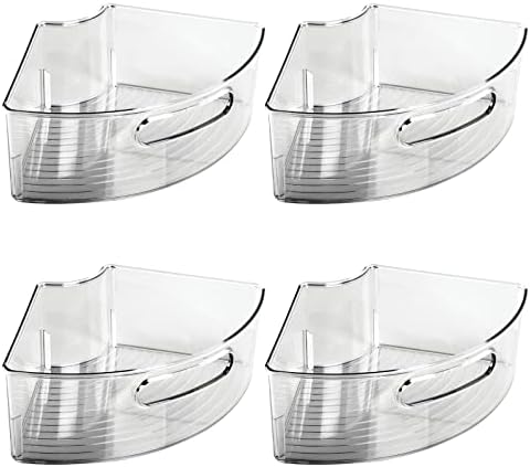 mDesign Plastic Lazy Susan Cabinet Storage Bin with Front Handle for Kitchen Countertop, Pantry, Shelf, Fridge Organization - Hold Food, Drinks, Snacks - Ligne Collection - 4 Pack - Smoke Gray - Image 7