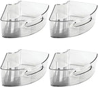 mDesign Plastic Lazy Susan Cabinet Storage Bin with Front Handle for Kitchen Countertop, Pantry, Shelf, Fridge Organization - Hold Food, Drinks, Snacks - Ligne Collection - 4 Pack - Smoke Gray - Image 7