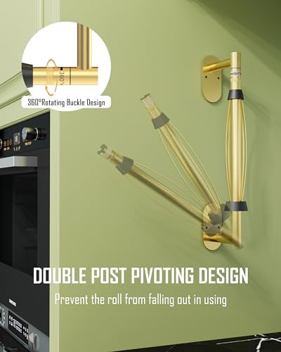 Paper Towel Holder Under Cabinet One Hand Operable, Brushed Gold - Image 3