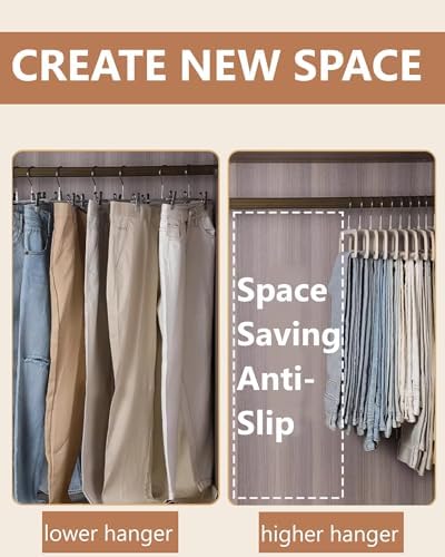 Beige Velvet Hangers Non-Slip 20 Pack Felt Hangers for Pants Trouser Hanger - Image 2