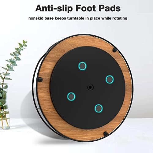 Lazy Susan Turntable Organizer with Anti-Slip Mat for Cabinet Pantry Kitchen Countertop Refrigerator Office, Pine Wood, 13", Carbonized Black - Image 7