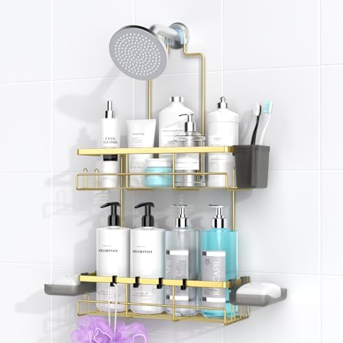 Hanging Shower Caddy Over Showerhead - Rustproof No Drill Shower Organizer by AKTECKE