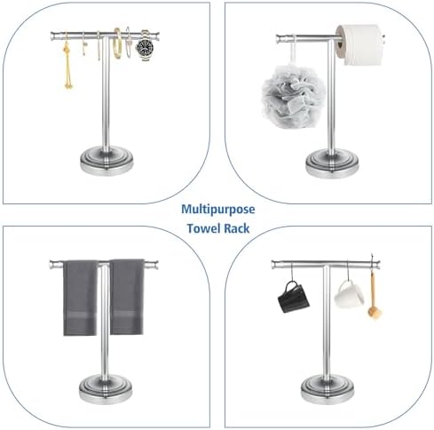 RUMOSE Polished Chrome Hand Towel Holder Stand Countertop Towel Rack - Image 3